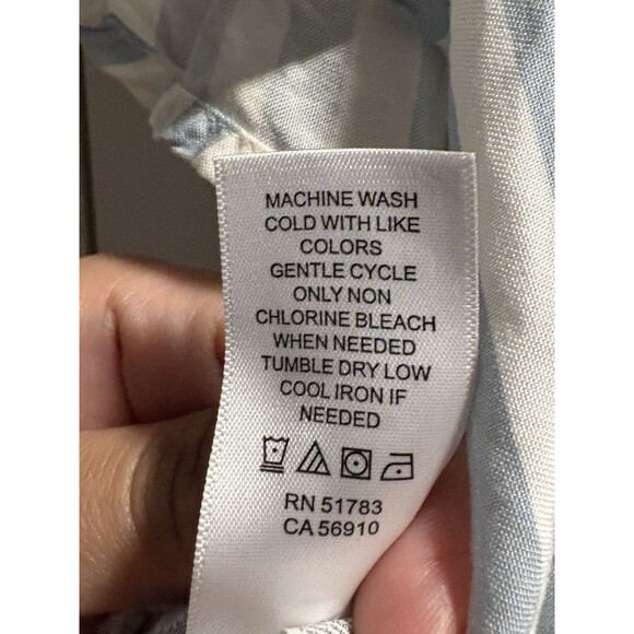 Maurices Blue White Striped Cold Shoulder Top Womens Boho Eyelet Lace Hem Large - Picture 7 of 7